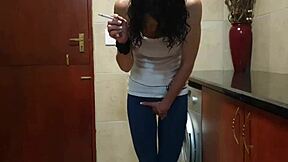 Pisswhore Pees In Jeans While Smoking And Stripping