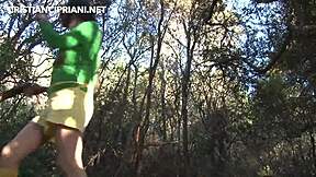 Forest Guide Fucking Blonde Girlfriend Doggystyle Outdoors With Big Tits