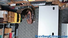 ebony teen gets caught shoplifting in the store