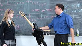 teen coed in uniform sucking dick hard