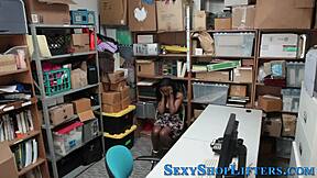 ebony teen gets caught shoplifting in the store