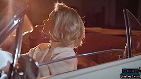 Big round ass milf polina stripteases in convertible