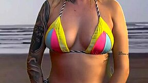 Tanned African Beauty Teases Waiter, Grabs His Hard Cock On The Beach