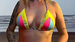 Tanned African Beauty Teases Waiter, Grabs His Hard Cock On The Beach