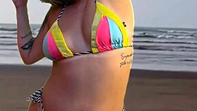 Tanned African Beauty Teases Waiter, Grabs His Hard Cock On The Beach