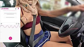 A friend films me driving as a fan remotely controls my lovense vibrator, leading to intense orgasm