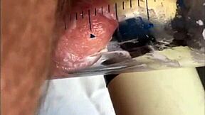 Cum after vibrator on soft cock