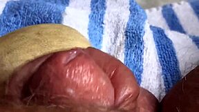 Cum after vibrator on soft cock