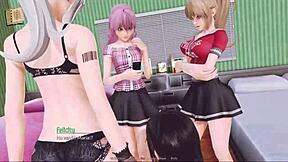 in harem hotel 343, the player enters a room filled with women eager for group sex