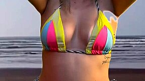 Tanned African Beauty Teases Waiter, Grabs His Hard Cock On The Beach