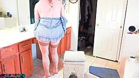 helping my stepmom dress leads to cumming inside