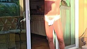 pervy papifachero always takes thongs on vacation, here he's enjoying an afternoon stretch on his balcony