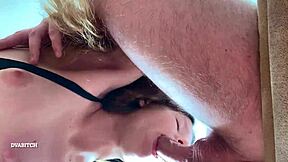 Enjoying the cute babe sucking dick, mouth fucked to oral creampie 😍