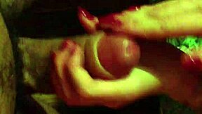 Amateur delivers handjob, footjob, shoejob