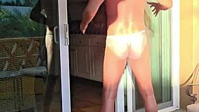 pervy papifachero always takes thongs on vacation, here he's enjoying an afternoon stretch on his balcony