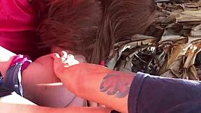 Detailed Assfucking With Real Doll Sex Toy Outdoors