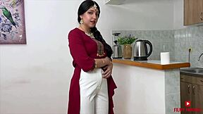 Is bhabhi's shameless color teasing devar's dick?