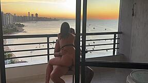 Tasty Babe Rides Until He Cums at Sunset