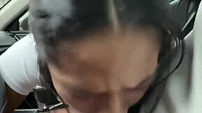 a sloppy blowjob before we get off and meet my friends -amateur couple- nysdel