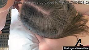 Busty brown-haired alex chance performs deepthroat blowjob