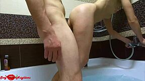 Taking A Shower Blowjob Hot Standing Sex In The Bathroom Wet Soapy Bath