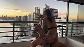 Tasty Babe Rides Until He Cums at Sunset