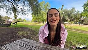 Busty Summer Renee has public sex