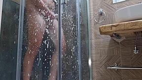 Horny Sexy Guy Jerking in Shower with Moans and Cumshot