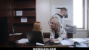 Perverted Boss Dominates All Female Employees Including Momslave