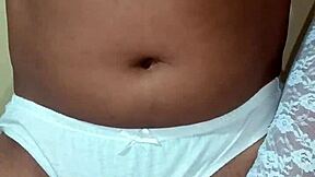 this ladyboy shemale rocks erotic white panties and bra