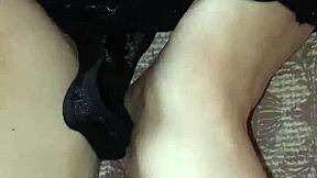 Gretala Rubs Thong on Her Bare Feet in Sensual Display