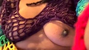 Easy squirting ebony amateur solo with quick cum then dildo