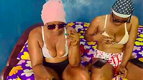 Me and my step sis fucked the hotel worker when he brought drinks.