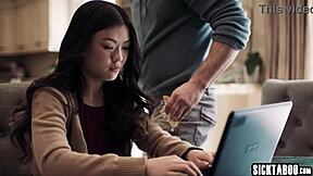 Jealous Asian Teen Lulu Chu Craves Sex and Gets Fucked After Masturbation and Blowjob with Slimthick Vic