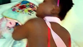 Ebony goddess leashed for doggystyle whipping