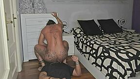 Mature bodybuilder milks lactating tits during anal rimjob