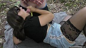 Marion in the park with strangers