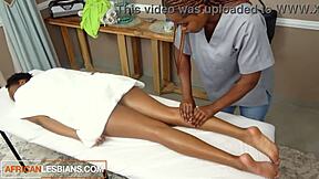 Black Hottie Oils Big Tits for Lesbian Fingering and Licking