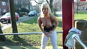 German Blonde Teen 18+Slut Appears Naked In Public