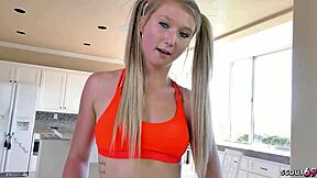 petite pigtails step-sister seduce to hard fuck and let him cum twice after caught her watching porn.