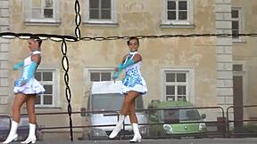 two nice majorettes having fun