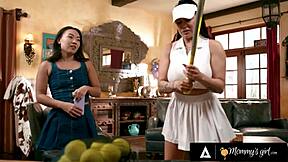 kimmy kimm's emotional crush on stepmom romi rain during tennis lessons