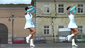 two nice majorettes having fun