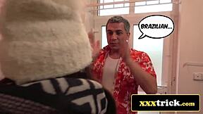 Brazilian Babe And French Fox Double Down On Creepy Landlord's Dick