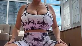 Starting Yoga with Big Saggy Tits Hard Nipples