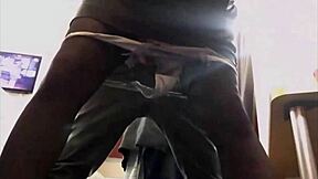 White slut in satin dress gets intense doggy blowjob and rimming.