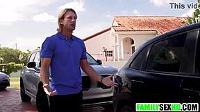 Step mom and daughter help stressed step dad.