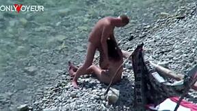 Watch this slut wife blow and fuck on the beach? Public voyeur action.