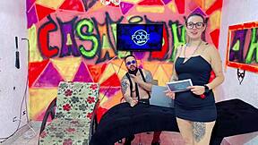 Diguinha DJ passionately licks Niikki's pussy until wet, then they engage in tit play.