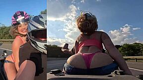 Loira Gostosa Em Passeio Com Bunda Gigante Em Rodovia Na Motocicleta!